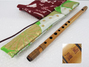 篠笛 唄用 7孔 蘭照 八本調子 天地巻 竹笛 本漆塗 全長 約40cm