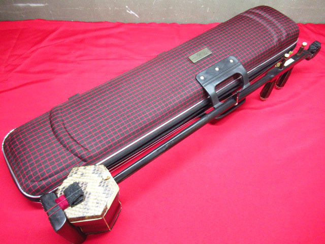 特殊形状二胡 本革 蛇皮 龍頭 ケース付き Thumbnail